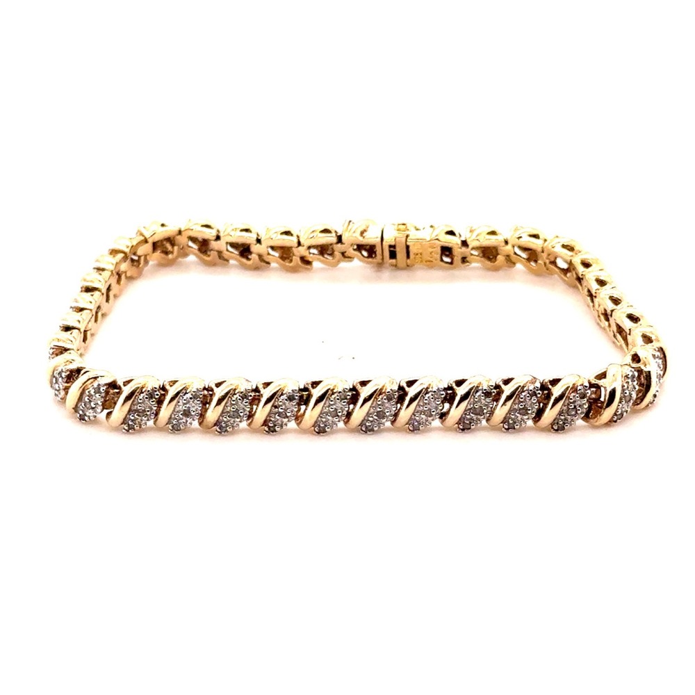 Sterling Silver 925 Gold Over S Link 1/2 TCW Real Diamond Tennis Bracelet 7.5in
